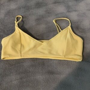 LA Hearts Scoop Neck Yellow Ribbed Bikini Top